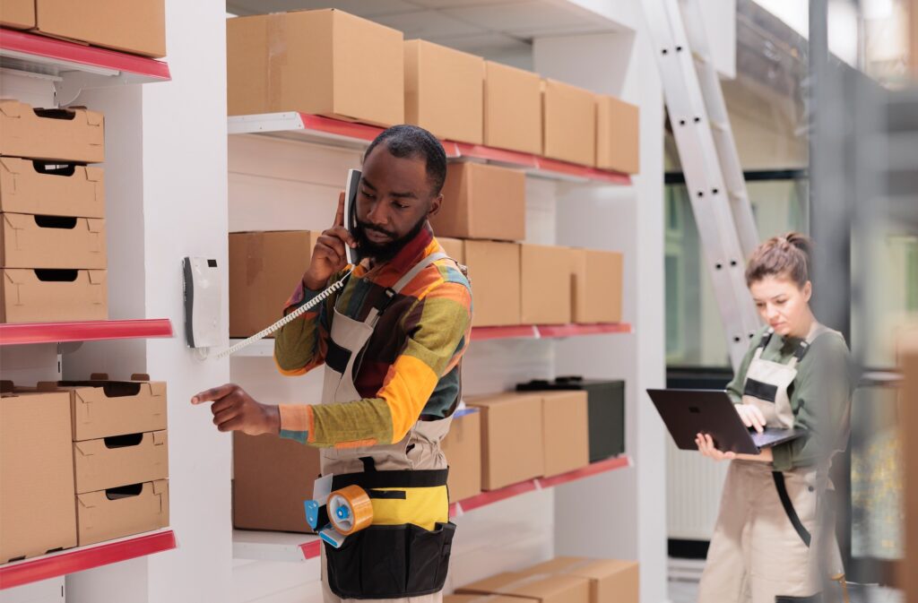 Picture of two people counting inventory