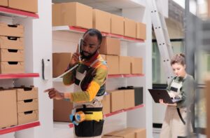 Picture of two people counting inventory